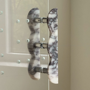 Manijas de Puerta de Alta Gama SAIDKOCC para Tiendas de Ropa, Mármol Natural de Lujo, Manija Festoneada Rojo Rosso Levanto con Borde de Flor para Hotel - Product Image 2