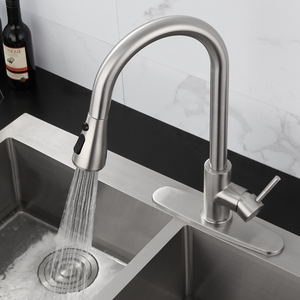 <span class=keywords><strong>Robinet</strong></span> de cuisine moderne en acier inoxydable 304 brossé, monocommande avec douchette extractible - Product Image 3