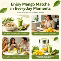 Thé vert matcha de qualité cérémonielle en marque privée OEM, boîte de 30 g, matcha aromatisé à la mangue 3A6A