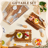 Ensemble de planches à fromage rectangulaires en bois d'acacia et de couteaux, nouveaux modèles, pour les réunions entre amis.