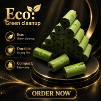 Sacs à déjections canines en plastique avec distributeur en paille de blé, écologiques, motif patte, vente en gros, personnalisables