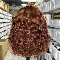 Perruque synthétique en soie haute température, style tendance, 13*4 Lace, boucles orange, petites boucles brun clair, sans colle, ondulations souples et rebondissantes