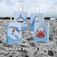 Sacs cadeaux classiques WENWI en papier kraft recyclable, thème requin, pour fêtes d'enfants, emballage de bougies et de loisirs créatifs, finition plastifiée