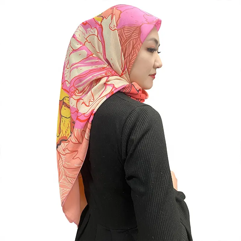 Hijab de gasa de algodón personalizado para mujer, foulard cuadrado, musulmán, floral, otras bufandas y chales, accesorios étnicos, estampado de tudán bawal