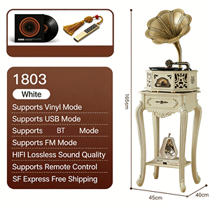 Classic Retro Floor <b>Standing</b> Gramophone With BT <b>Speaker</b> Function Vintage Vinyl Record Player Home Decor Gift For Living Room - Product Image 4