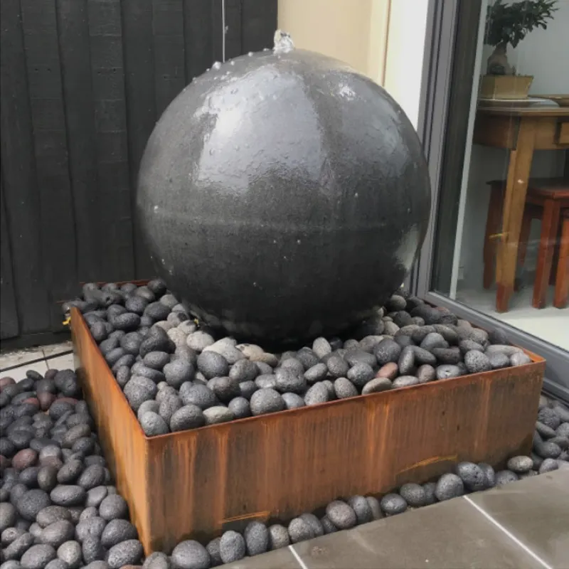 Garden Ornaments Sphere Statue Stainless Steel Water Ball Round Corten Steel Fountain