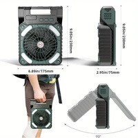 Ventilateur solaire d'extérieur pour le camping avec panneau solaire, lanterne LED, ventilateur portable rechargeable par USB pour tente, pique-nique, barbecue, pêche, voyage