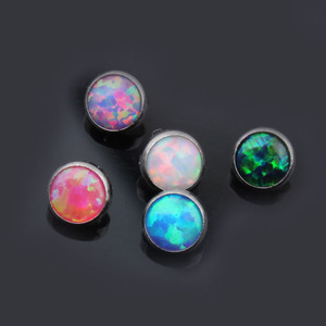 14g G23 Titane Hypoallergénique 5mm Opale <span class=keywords><strong>de</strong></span> <span class=keywords><strong>Feu</strong></span> Ancre Dermique Microdermique Bijoux Corps Piercing pour Mariage Tête Tops Base - Product Image 2