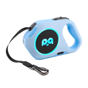 Top Seller Custom Logo LED Light Up Pet Dog Leash Wholesale Nylon Rope Automatic Retractable Dog Leash With LED Light