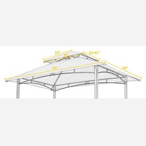 8x5ft Double Tiered BBQ Tent Roof Top <b>Cover</b> <b>Gazebo</b> Replacement Canopy & Pergola - Product Image 3