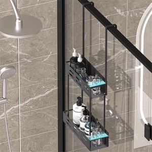 Modern Double Tier Stainless Steel Waterproof Wall-Mounted Bathroom Shower Gel and Towel Storage <b>Rack</b> - Product Image 3