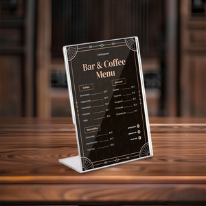 Tùy chỉnh hình chữ L bóng bề mặt trong suốt Acrylic Bảng thẻ cắt cho Menu hiển thị cho trung tâm nhà hàng phía trước bàn - Product Image 2