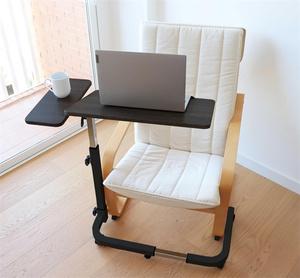 Meja samping tempat tidur medis bentuk U hitam, dengan tinggi roda, miring dapat disesuaikan, Overbed untuk rehabilitasi rumah sakit, mudah untuk dilepas - Product Image 5