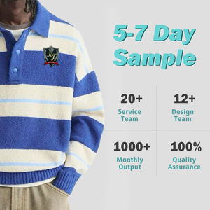 2025 Custom Logo Oem Striped Jacquard Knit Club Polo Knitted <b>Sweater</b> Men's Knit Pullover Polo Style <b>Sweater</b> Polo <b>Sweater</b> for Men - Product Image 2