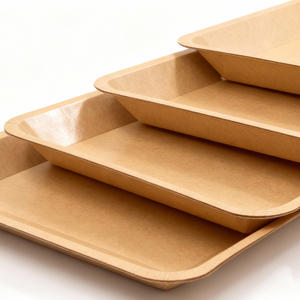 Impression de logo personnalisée Vente chaude Plateau à sushi jetable biodégradable en papier kraft brun de qualité alimentaire Plateau alimentaire en papier - Product Image 3