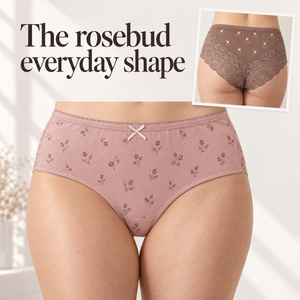 <span class=keywords><strong>Slip</strong></span> <span class=keywords><strong>Donna</strong></span> Sexy a Vita Media in Cotone 95% ed Elastan 5% Morbidi Traspiranti con Stampa <span class=keywords><strong>Mini</strong></span> Rosebud Rosa Antico Cacao S-XL con Pizzo - Vendita all'Ingrosso - Product Image 2
