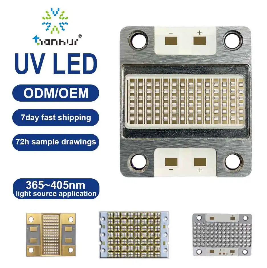 200W UVA cob ไฟ LED 3W 365nm UV LED 120deg 355nm แสงสีดำความยาวคลื่นของ380nm และ400nm