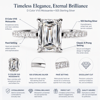 Bague de fiançailles Kirin en argent 925 plaqué rhodium avec émeraude et moissanite D VVS, solitaire pavé à 4 griffes, vente en gros