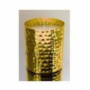 Pot de bougie décoratif en métal à l'aspect attrayant poli et brillant de couleur dorée Pot de cire martelé de forme cylindrique - Product Image 1