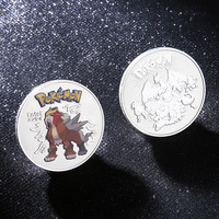 62 Tipos de Monedas Numismáticas Redondas de 4 cm de Pikachu y Eevee de Pokémon, en Oro y Plata Esmaltadas, 1 Unidad por Bolsa de Plástico OPP