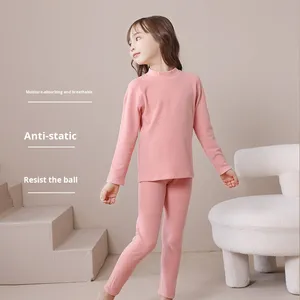Ensemble de sous-vêtements thermiques pour garçons et filles, automne et hiver, nouveau, doublé de polaire, laine et soie <span class=keywords><strong>duron</strong></span>, durable, chaud, respirant, pyjama - Product Image 4