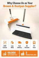 Ensemble balai et pelle 4-en-1 avec raclette et brosse à sol, poils souples en PP, kit de nettoyage multifonctionnel pour la maison