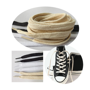 Lacets plats de qualité tissés à la main <span class=keywords><strong>130</strong></span>*8mm lacets de chaussures en corde de coton couleur unie cordes normales lacets de chaussures - Product Image 2