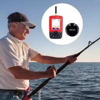 Détecteur de poissons sans fil portable, sonar 100 m, boîtier en plastique, couleur rouge, couverture à 45 degrés, 125 kHz, modèle certifié CE, batterie