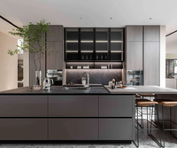 Santopova Ensemble complet personnalisé Armoires de cuisine modulaires modernes en bois prêtes à l'emploi pour la restauration Centre commercial Villa Application