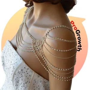 Nieuwe Luxe Multi-Layer Strass Schouderketting Boho Bruids Bruiloft Crystal Kwast Sjaal Body Chain Trendy Sieraden