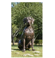 Grande sculpture de tête de chien en bronze pour l'extérieur, œuvre d'art métallique artisanale en laiton pour projets paysagers
