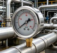 Stainless Steel Liquid Filled Pressure Gauge Bottom Connection Shockproof Hydraulic Oil Water Air
