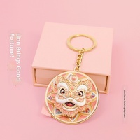 Porte-clés rotatif anti-stress en alliage de zinc, style chinois, tendance nationale, tête de lion, danse du lion, créatif culturel, fidget spinner