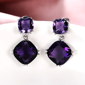 Orecchini Pendenti Quadrati Viola per Donne, Eleganti Gioielli Geometrici da Indossare all'Orecchio - Product Image 6