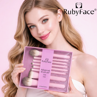 Ensemble de 9 pinceaux de maquillage professionnels pour le visage et les yeux, pinceaux plats pour le fond de teint, la poudre, le blush et les yeux