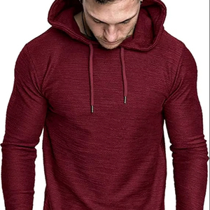 Camisetas de Manga Corta con Capucha para Hombre, Corte Ajustado, Tejido Sólido, Forro Polar de Invierno, 100% Poliéster, Teñido en Prenda, Secado Rápido, Logotipo Personalizado - Product Image 1