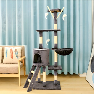 Arbre à chat en bois intégré avec jouet en sisal et lit de saut, grand grattoir spécial, produit de commerce extérieur en gros - Product Image 5
