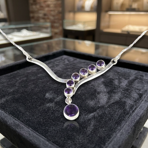 Amethyst Gemstone <b>Silver</b> <b>Necklace</b> Fashion <b>Necklaces</b> for Party Wear - Product Image 4