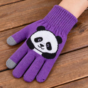 2025 New Wholesale Custom Jacquard Knitted <strong>Panda</strong>/Animal Logo Touchscreen Cotton/Acrylic Material Winter Warm <strong>Gloves</strong> - Product Image 5