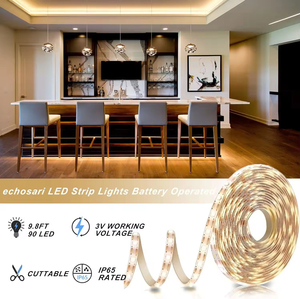 Battery-powered LED strip light warm white dimmable timer waterproof suitable for <b>TV</b> kitchen cabinets bedroom - Product Image 3