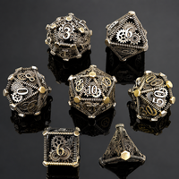Ensemble de dés métalliques perlés argentés faits à la main, écologiques, à facettes, 7 pièces, polyédriques creux, pour D&D, Dungeons & Dragons, RPG, jeux de table