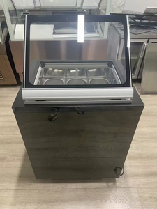 Mini <span class=keywords><strong>vitrina</strong></span> <span class=keywords><strong>vertical</strong></span> para helados con LED, <span class=keywords><strong>congelador</strong></span>, pequeño servicio duro, mesa de vidrio conveniente, <span class=keywords><strong>vitrina</strong></span> portátil para Gelato - Product Image 3