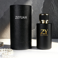 Flacon de parfum noir de luxe en gros, flacon de parfum vide en verre serti de 100 ml avec emballage en boîte