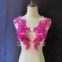 Patch Bahu Gaun Mutiara Kristal Terbaru Warna Fuchsia