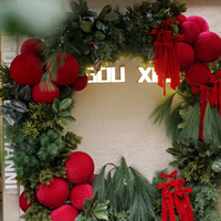 Guirlande de Noël géante en fleurs artificielles, taille personnalisée, décoration suspendue pour porte d'entrée, centre commercial, hôtel, vitrine