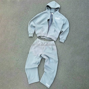 420 Gsm Hoodies and Suede Wide Leg Sweatpants Set Baggy Tracksuits for Men High Quality Casual Two Piece Wear Custom Sweat Suit - Product Image 1