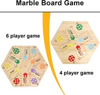 Papan marmer kayu asli permainan dengan 6 dadu dan 30 bola marmer bersisi ganda cepat papan trek permainan untuk anak-anak & keluarga menyenangkan