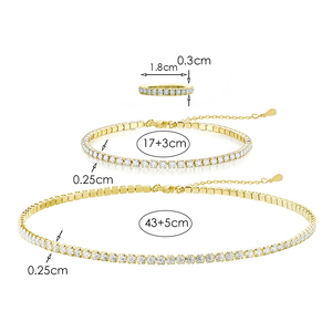 Elegante juego de tenis de circonita cúbica de 3, conjunto de anillo de pulsera de collar de pavé de Plata de Ley 925, conjunto de regalo de joyería para mujer - Product Image 5