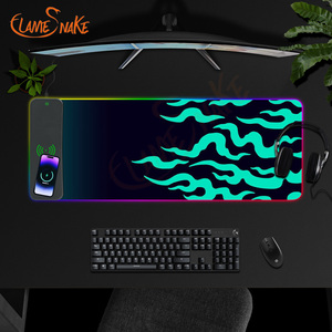 Ngọn Lửa Rắn Màu Xanh Lá Cây Ngọn Lửa In RGB Chuột Chơi Game Pad Thêm Lớn Mềm Mại, RGB Chuột Pad Với 10W Sạc Không Dây | Rts - Product Image 1