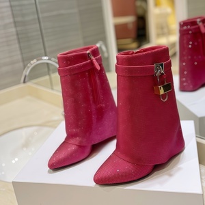 Bottes mi-mollet à talons hauts pour femmes, luxe automne-hiver, design brillant et tendance, grandes tailles - Product Image 3